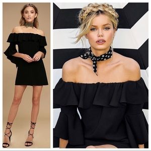 Lulu’s Black Off the Shoulder Ruffle Dress